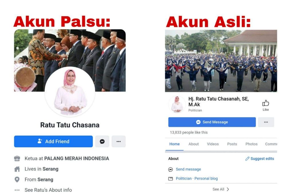 Waspada Akun Facebook Palsu Mengatasnamakan Bupati Serang Ratu Tatu Chasanah 1